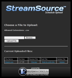 Schedule Upload Page